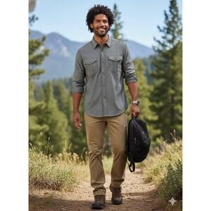 Prana Ascension Long Sleeve Button Up Shirt Mens XL Gray  Casual Outdoor